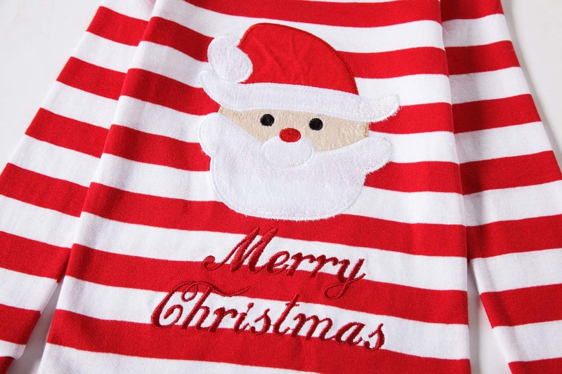 KikizYe Christmas Striped Santa Claus Little Girls Boys Pjs 100% Cotton Long Sleeve Kid Pajamas Sets Size 6 Red - Image 3
